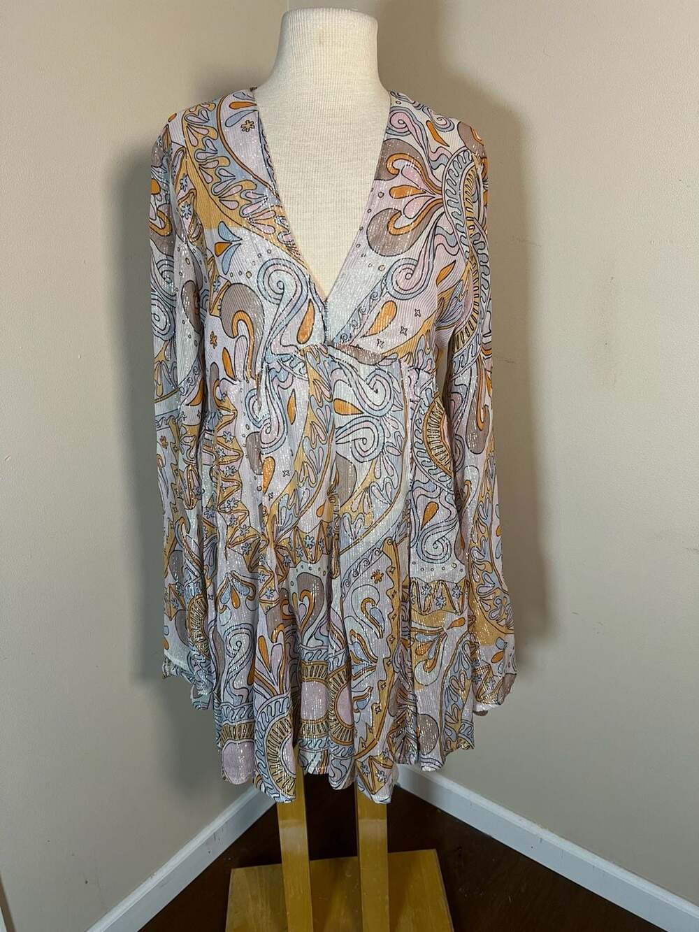 Sundress Indiana Paisley Lurex Metallic Mini Dress Size M/L
